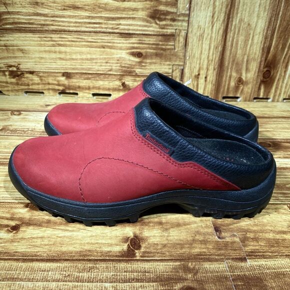TIMBERLAND Red Suede Leather Slide, Mule/Clog, 7Med - Picture 4 of 7